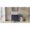 Jeffrey Alexander 36In. Blu Percival Vanity, Left Offset, Calacatta Vienna Quartz Vanity Top, Undrmnt Rctngl Bowl VKITPER36BLCQR